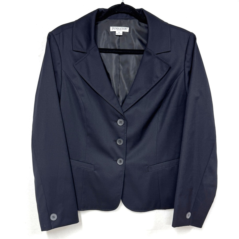 Pendleton Dark Navy Blue Blazer, Size Petite 16, Wool Blend Career New no Tags
